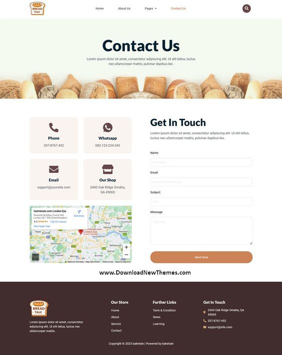 bakery website design template. 