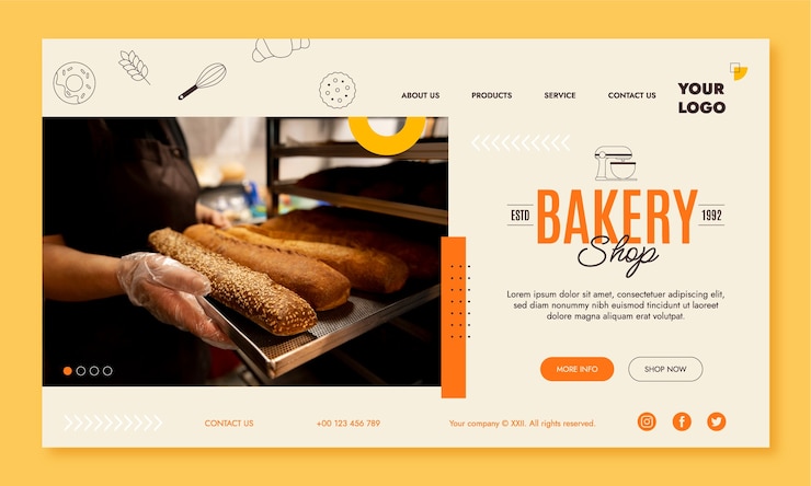 bakery website design template. 