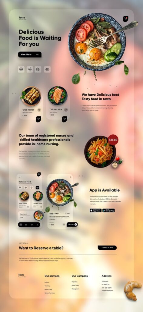 food website designs